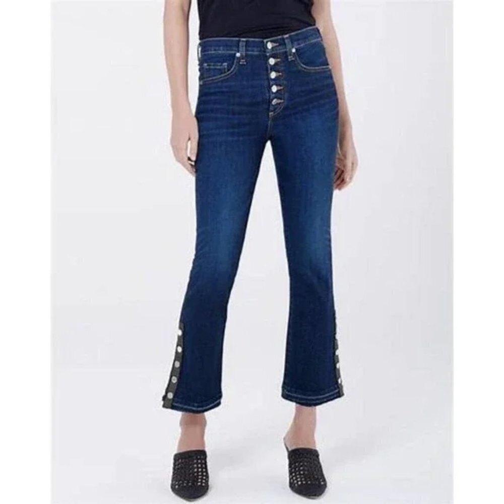 Veronica Beard Carolyn Baby Boot Button Fly Cropped Raw Hem Jeans